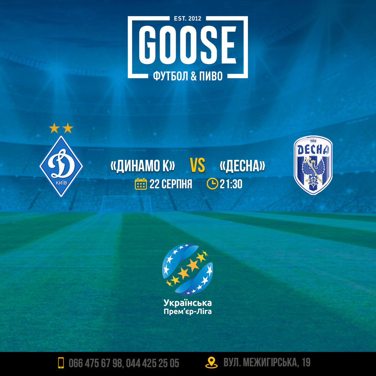 Динамо Киев - Десна посмотреть футбол в пабе. Паб на Подоле в Киеве Goose Gastro Pub
