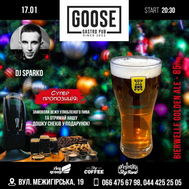 17/01 Dj Sparko |  GOOSE GASTRO PUB