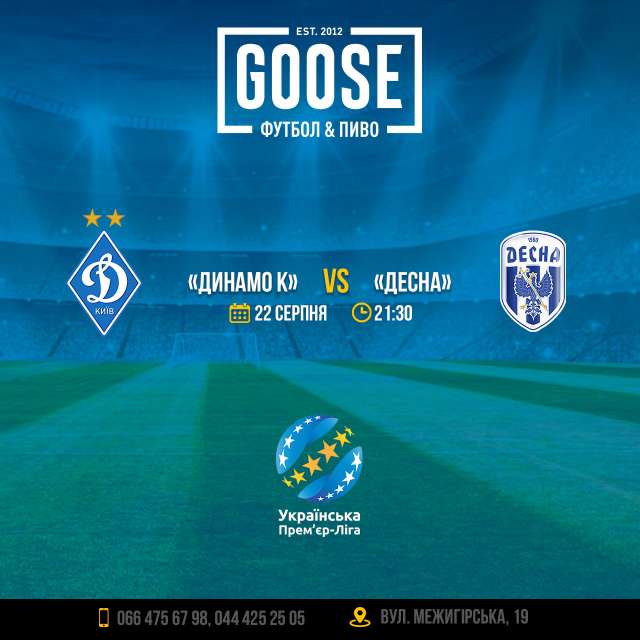 Динамо Киев - Десна посмотреть футбол в пабе. Паб на Подоле в Киеве Goose Gastro Pub