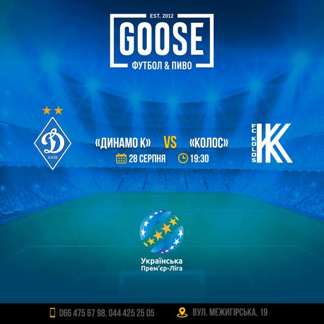 Динамо Киев - Колос посмотреть футбол в пабе. Паб на Подоле в Киеве Goose Gastro Pub