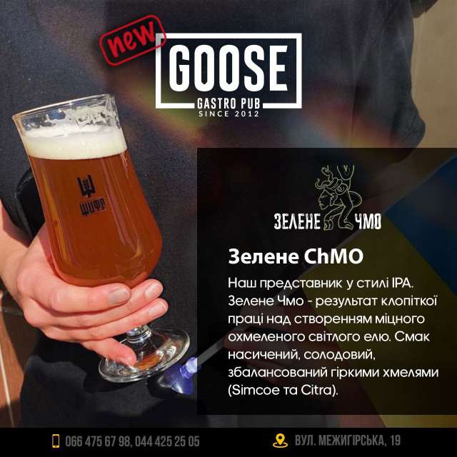Випити пиво Зелене Чмо в пабі. Паб на Подолі у Києві Goose Gastro Pub